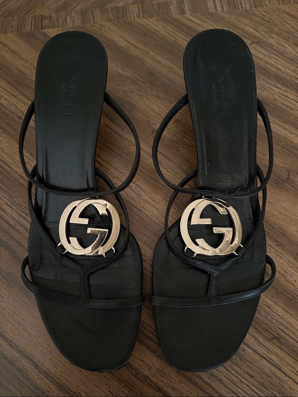 Authentic Vintage Gucci Tom Ford Era Sandals with Gold GG Medallion- Size 39